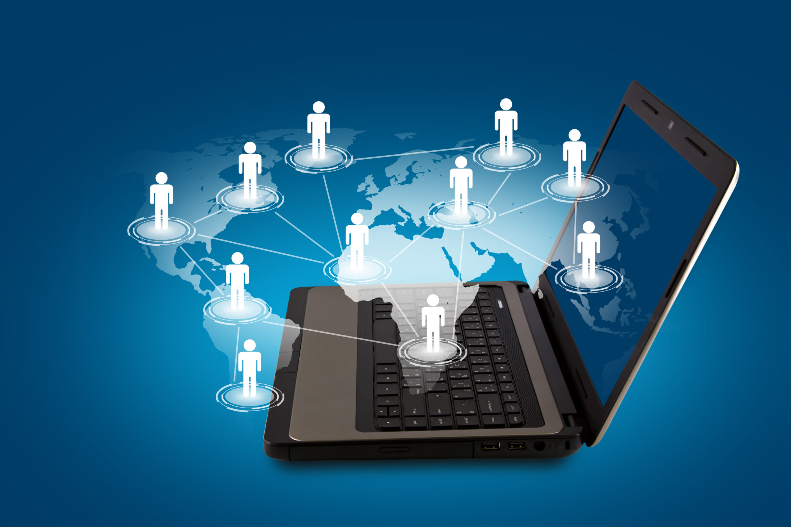 laptop which there is world people drawn scaled